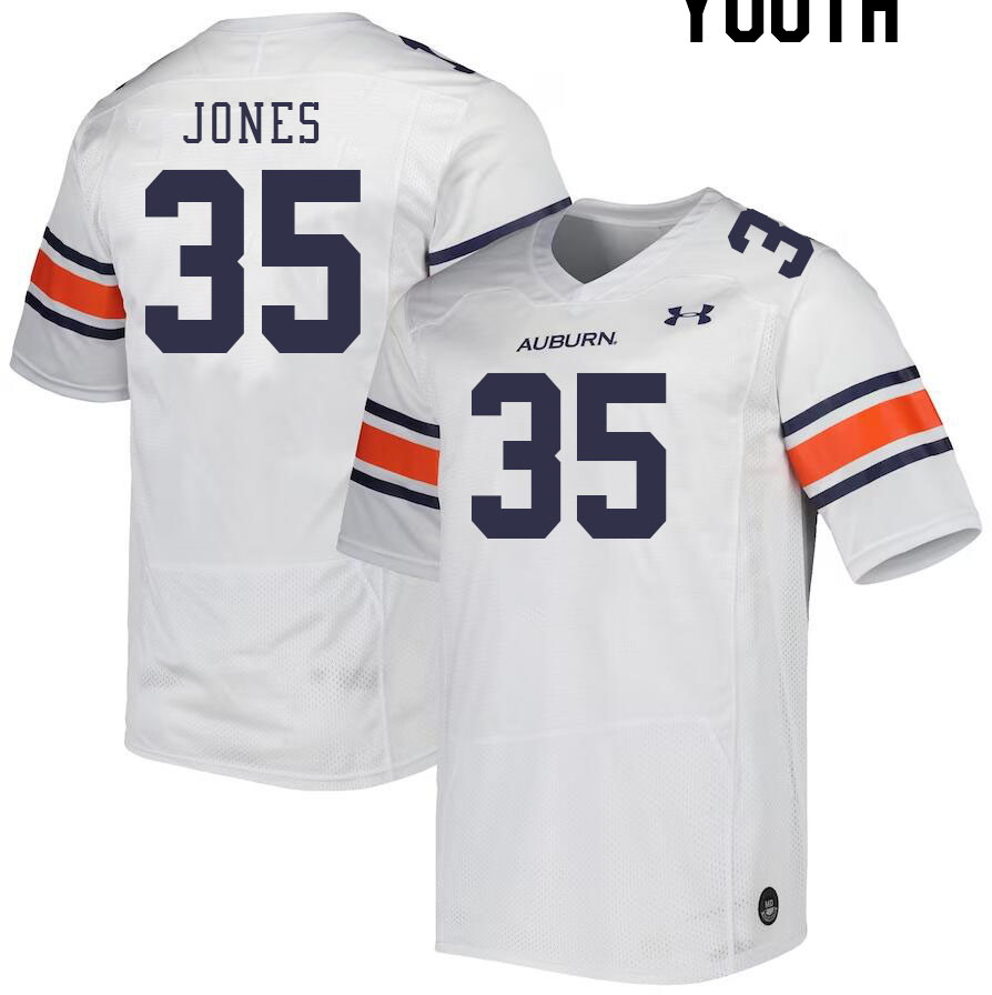 Youth #35 Justin Jones Auburn Tigers College Football Jerseys Stitched-White